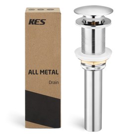KES Bathroom Sink Drain Without Overflow Vessel Sink Lavatory Vanity Pop Up Drain Stopper Polished Chrome for 1.6"-1.9" Sink Hole, All Metal Rustproof Brass and 304 Stainless Steel, S2008D-CH