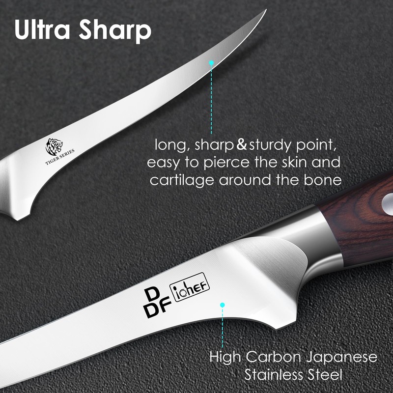DDF iohEF Fillet Knife 7 Inch Professional Boning Knife High