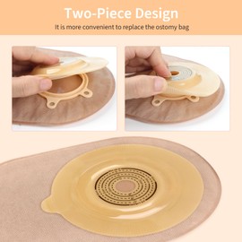 DERAYMI 30PCS Colostomy Bags Ostomy Supplies, 15-57mm Can Be Cut Convex Two-Piece Ostomy Bag, Colostomy Supplies Used for Stoma Skin Is Depressed and Uneven (20 bags, 10 convex bottom trays)