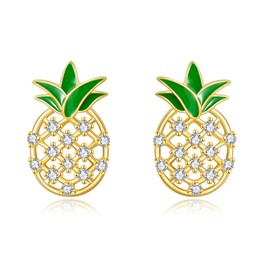SHEAISRS Pineapple Earrings 925 Sterling Silver Pineapple Stud Earrings for Women Fruit Jewelry for Women Teen