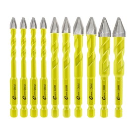 Skewed Head Eccentric Drill Bits Set - SANLEETEK Masonry Drill Bit Set for Wood Plastic Masonry Ceramic Tile Concrete Marble 10pcs 6mm*4+8mm*2+10mm*2+12mm*2, Quick Change Hex Shank