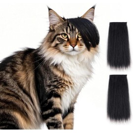 2 ps Wigs Specially Designed for Cats and Dogs – Stylish Side-Parted Bangs Wigs, Perfect for Holiday Parties, Cosplay, and Dress-up Games. Adjustable Clip-on Design, Suitable for Cats and Dogs