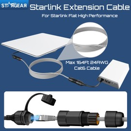 STARGEAR Starlink Flat High Performance Extension to RJ45 Cable, Ethernet Adapter for Starlink Flat High Performance 22AWG, Waterproof SPX RJ45 Coupler with End Caps (2 Pack)