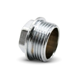 DOJA Barcelona Brass cap, cap with external thread, hose caps, hexagonal 1 inch, chrome-plated brass plug for sink drain, towel holder, radiator, sink plug