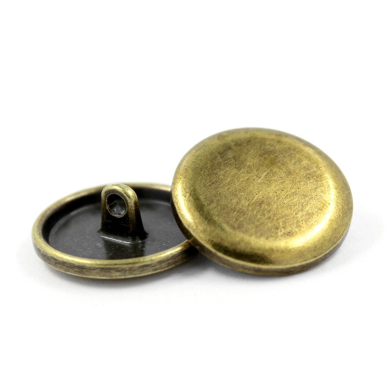 Bezelry 12 Pieces Beveled Edge Antique Brass Metal Shank Buttons.