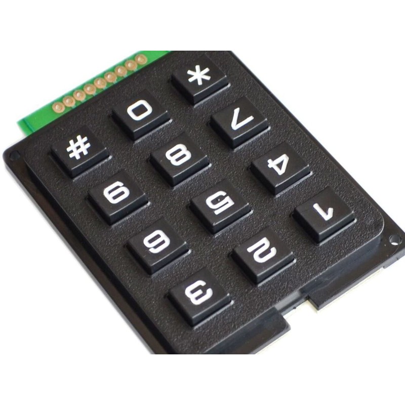 CANADUINO® 3x4 Array Matrix Keypad, Hard Keys, Black
