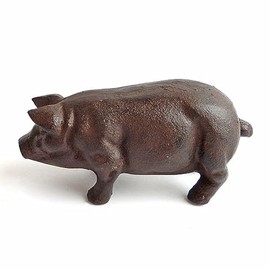 Vintage Pig Figurine Hog Swine Country Western Farmhouse Decor Cast Iron 5.5"