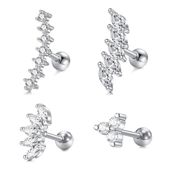 Briana Williams 4pcs 16G Cartilage Stud Earrings for Women Stainless