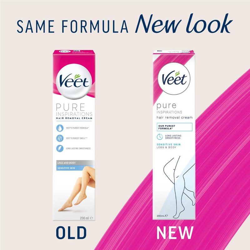 Veet Pure Hair Removal Cream, Legs & Body, Sensitive Skin,