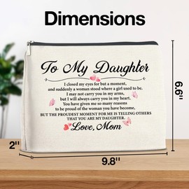 YeleY Daughter Gift From Mom, Daughter Makeup Bag Gift for Christmas Birthday Graduation, Daughter Wedding Gift Cosmetic Bag, Daughter Bridal Shower Gift