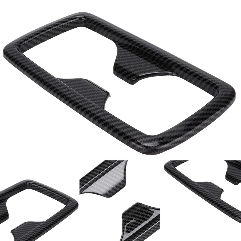 Rear Water Cup Holder Panel Frame Trim Carbon Fiber Style
