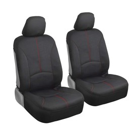 Motor Trend SpillGuard Waterproof Car Seat Covers, Front and Rear Full Set (Red Stitch) – Neoprene Seat Protectors with Extended Bench Side Coverage for Auto, Truck, Van, and SUV