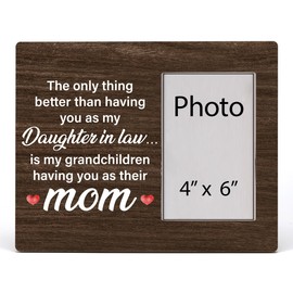HOIJAUMAI Daughter in Law Gifts, Gifts for Daughter in Law, Daughter in Law Wood Picture Frame Birthday Christmas Mother's Day Gift, Tabletop and Wall Mounting, Display Photo 4x6 Inch