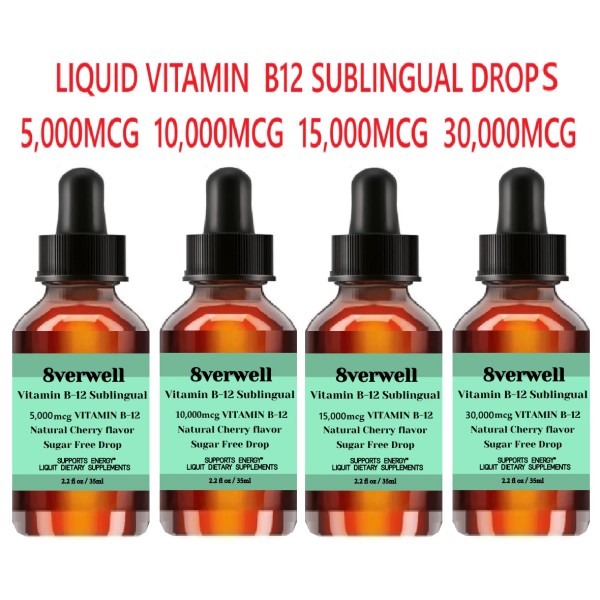 8verwell 2oz Vitamin B12 Liquid Drops Energy Booster Methylcobalami -