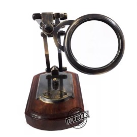 Unbranded Vintage Brass Magnifying Glass Map Reader Magnifier Lens Office Study Desk Decor