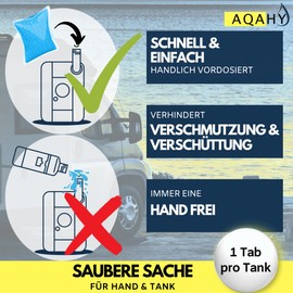 AQAHY Camping Toilet Additive - Tabs Blue Extra Strong - Coniferous Forest Toilet Drops - Chemical Toilet Tabs Removes Unpleasant Odours - Made in Germany