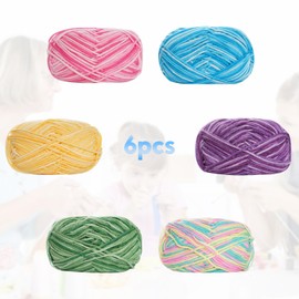 Hand Knitting Yarn, 6 x 50 g Acrylic Wool for Knitting, Colour Acrylic Wool for Crochet, Crochet Yarn Colourful Gradient, Soft Multicoloured Yarn Set for Crochet, Knitting and Crafts, Crochet Yarn