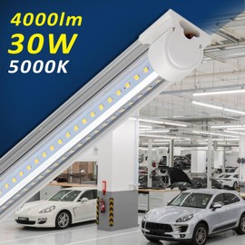 Barrina LED Shop Light, 3Ft 30W 4000LM 5000K, Daylight White Hight Output Linkable for Workshop, V Shaped Clear Cover T8 LED Shop Lights for Garage, 3 Foot (Pack of 6)