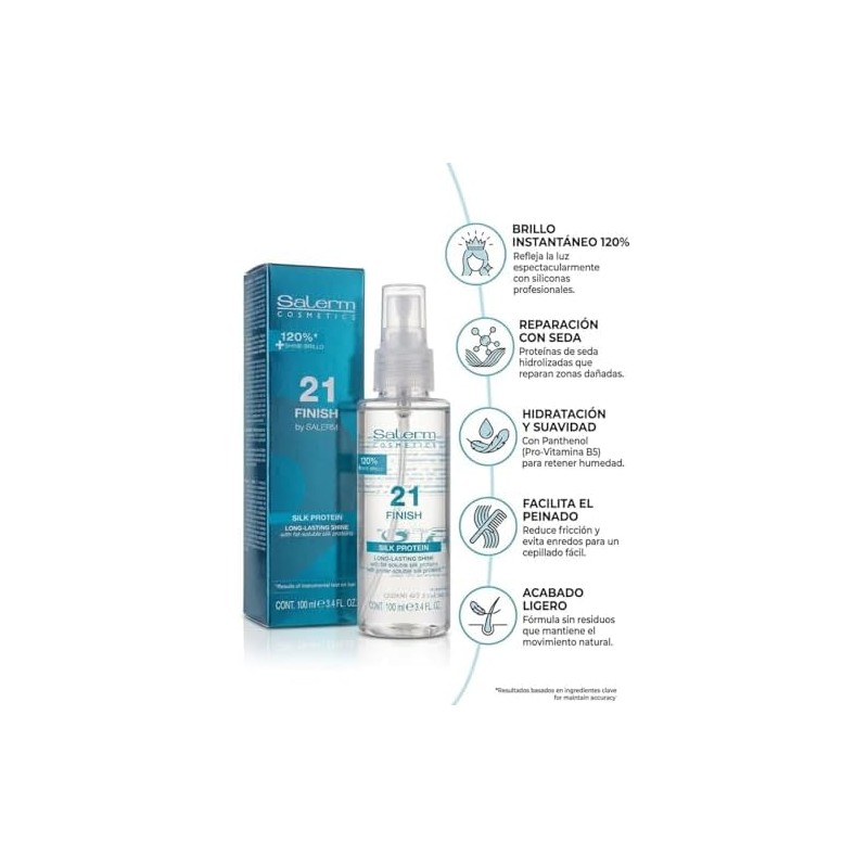 Salerm Cosmetics Finish Capilar con Proteína de Seda, Brillo Duradero,