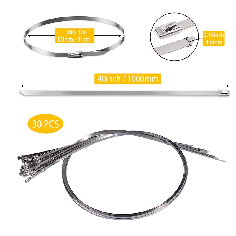 Metal Cable Zip Ties 30PCS 40 Inch Extra Long Heavy