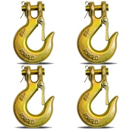 HENBOW 5/16 Clevis Slip Hooks,Trailer Chain Hooks with Safety Latch,5400LBS Work Load Limited Capacity,Yellow Zinc G70 Alloy Forged Steel Tow Grab Hook Heavy Duty for Trailer Truck Transport(4 Pack)