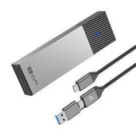 M.2 Enclosure NVMe SSD Enclosure with 10 Gbit/s Transmission (Toolless), USB 3.2 NVME SATA SSD Enclosure Adapter for 2230 2242 2260 2280 M.2 PCIe NVMe M-Key & M+B Key SSD (Tool-Free, 2-in-1 Cable), Grey