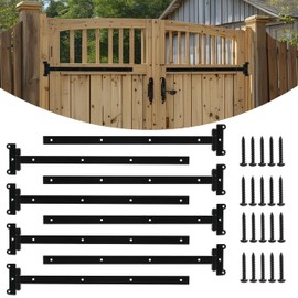 8Pcs 24 Inch Black Heavy Duty Barns Door Hinges - Iron 4MM T-Shaped Hinges for Barns Wooden Doors, shed Doors Gates & Cabinets