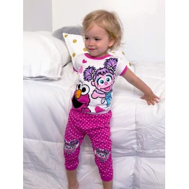 Sesame Street Elmo and Abby Cadabby Toddler Girls Cotton Pajamas Set (3T, Elmo Abby Pink)