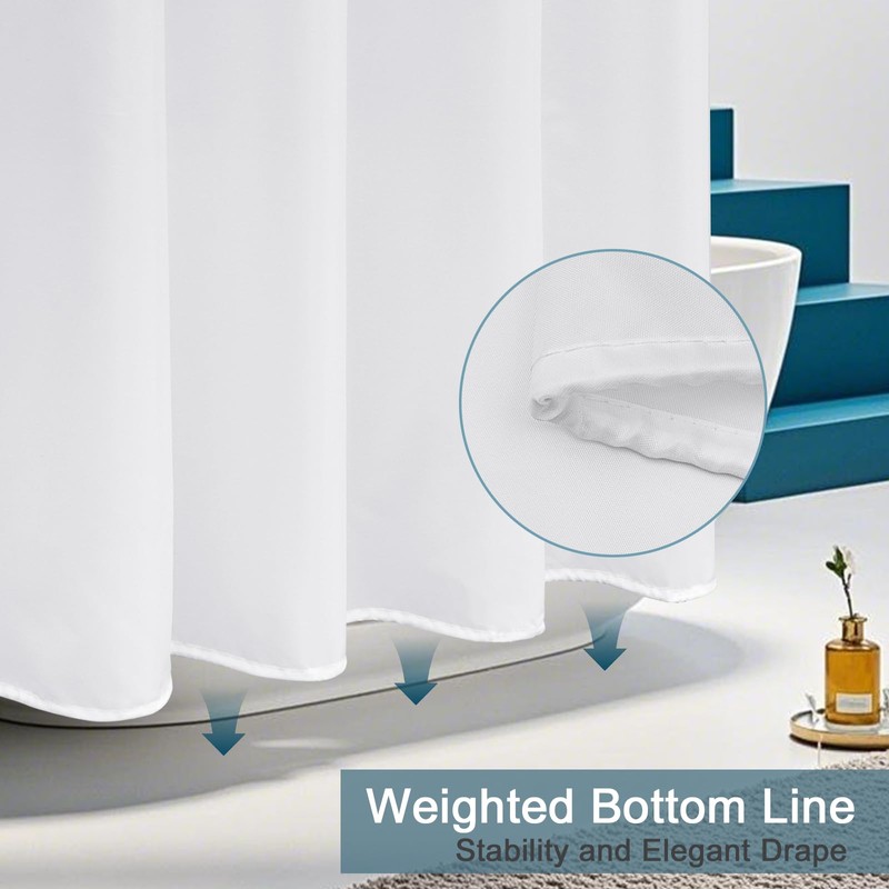 AooHome Fabric 96 inch Extra Long Shower Curtain Liner, Durable