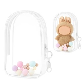 Doll Case, 3 Piece Set Doll Protective Case for Plush Toy Storage, Includes Bag, Pom Pom, Keychain, Durable Doll Case for Display and Protection, Ideal for Girls and Boys, Compact and Easy to Carry