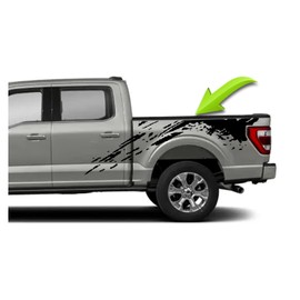 BENINI DESIGN STUDIO Bed Side Compatible with Raptor Mud Splash Vinyl Stripes Graphics Vinyl Decals Sticker Kits Both Sides - Compatible with Ford F-150 F150 2021 2022 2023 2024 (White)