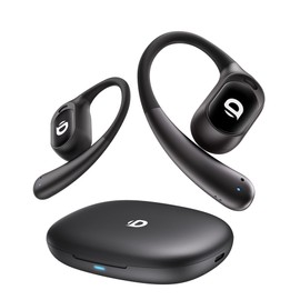 Open Ear Earbuds, True Wireless Open Ear Headphones with Earhooks, Air Conduction earphones, Touch Control, Dual Noise-Cancelling Mics, Up to 30 Hours Power with Case, IPX5, Workouts, Yoga, Running