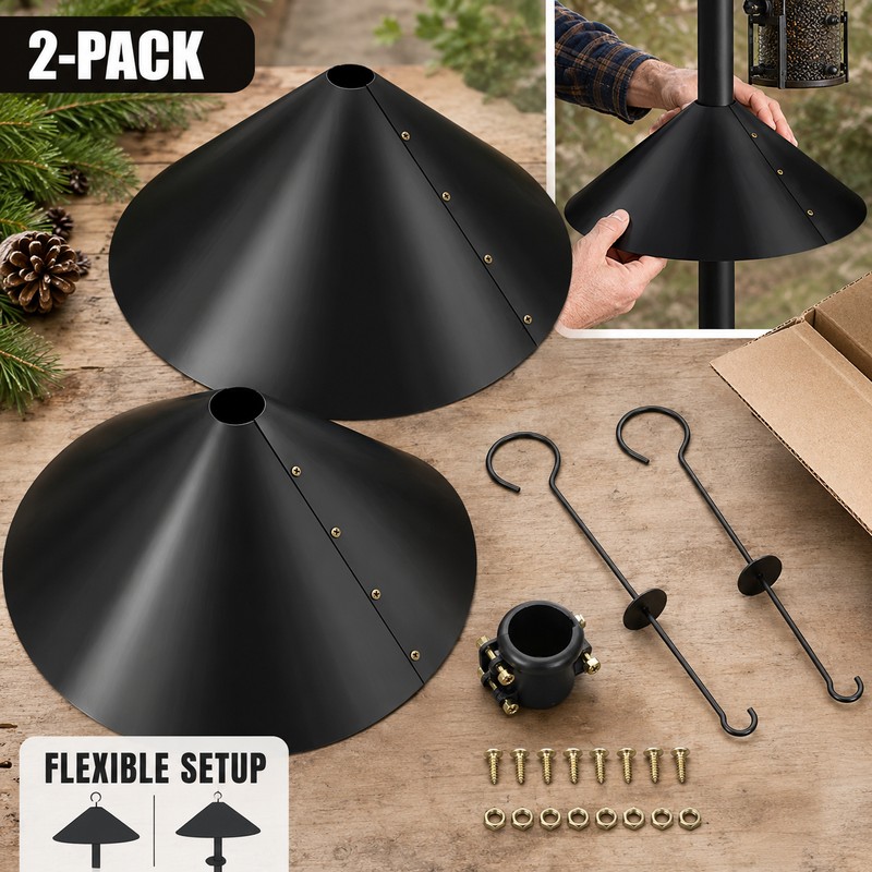 2 Pack 18-Inch Squirrel Baffles for Bird Feeders – Durable