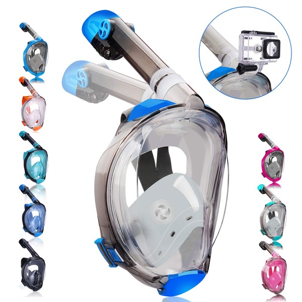 QingSong Full Face Snorkel Mask, Snorkeling Gear with Camera Mount,