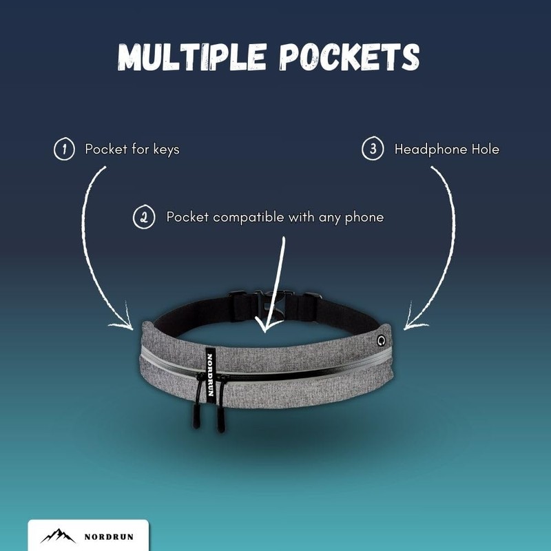 Nordrun Slim Running Belt Bag, gray
