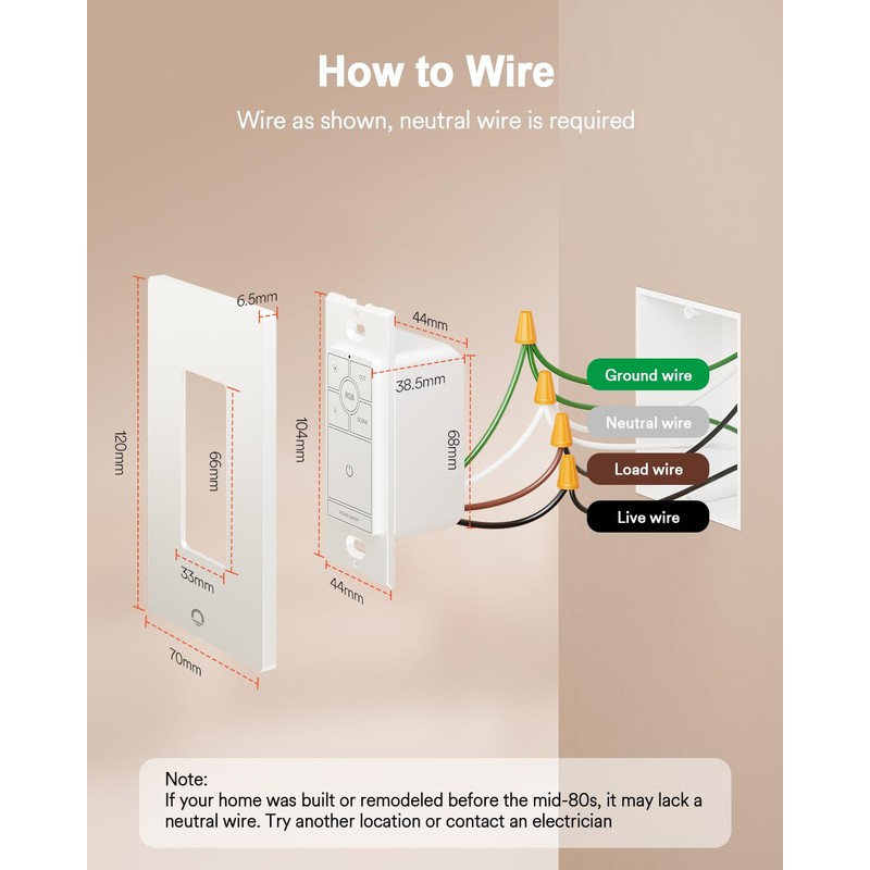 Lumary 3 Way/Single Pole Dimmer Light Switch (Only Support Lumary