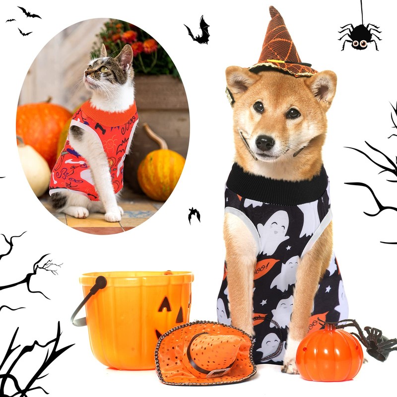 Xuniea 4-Piece Halloween Cat Surgery Recovery Suit - Wound Surgical