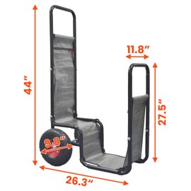 Gulfmore Firewood Cart with Wheels Outdoor and Indoor Firewood Rack Storage Mover with Wheels Wood Cart Wheel Barrow Heavy Duty