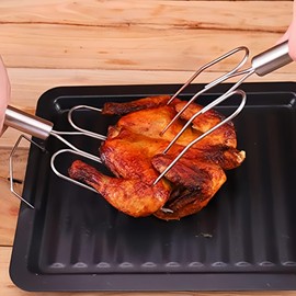 TLIOCAS Thanksgiving Turkey Lifter Serving Set,Stainless Steel Poultry Roast Forks,BBQ Meat Fork Durable Turkey Forks Set of 2