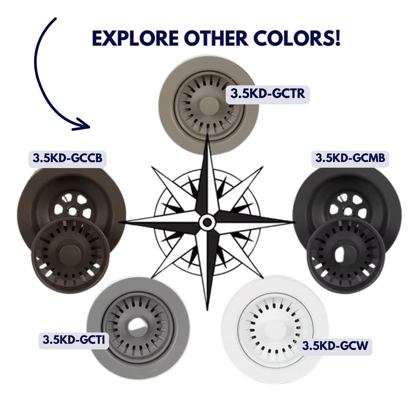 Nantucket Sinks 3.5KD-GCW 3.5" Basket Strainer Kitchen Drain Assembly Set