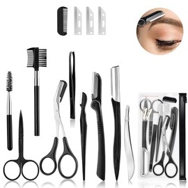 12 en 1Kit de Tijeras para el Cuidado de las Cejas, Kit de Corte de Cejas para Mujeres, Kit Multiusos de Aseo de Cejas, Incluye Afeitadora Recortadora Facial, Maquinillas de Afeitar Faciales, Cepillo para Cejas, Tijeras para Cejas, Pinzas