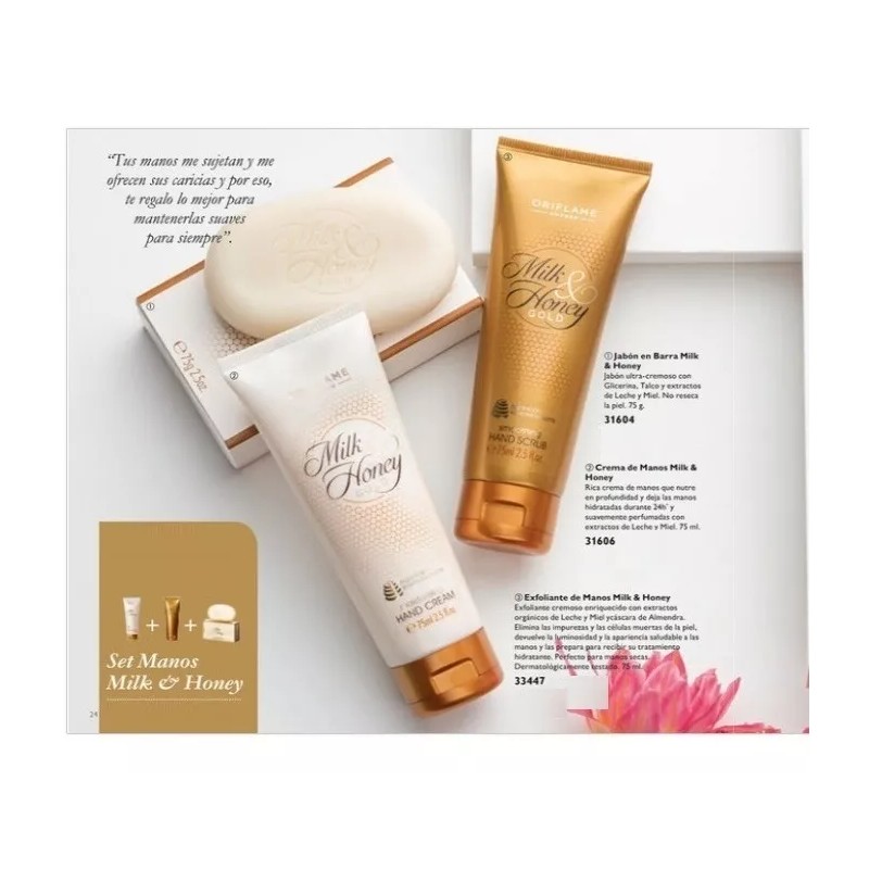 Oriflame Set Crema Para Manos-exfoliante-jabón Leche Y Miel Oriflame