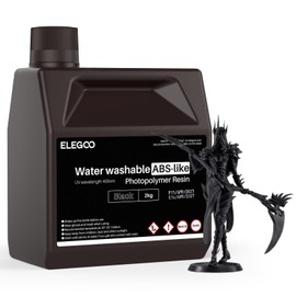 ELEGOO Water Washable ABS-Like 3D Printer Resin, High Durability and Toughness, Low Odor, Wide Compatibility for Mars Saturn Jupiter MSLA DLP LCD 3D Printing, Black 2000g