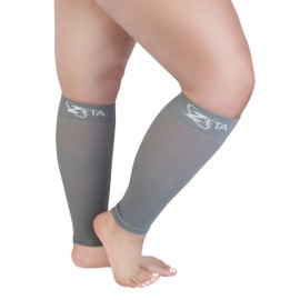 Zeta Wear Plus Size Leg Sleeve Support Socks - The Wide Calf Compression Sleeve Women Love for Its Amazing Fit, Cotton-Rich Comfort, Graduated Compression & Soothing Relief, 1 Pair, Size LXL, Gray