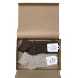 S.D.W Wool 100% Organic Non-Dyed Wool Socks, Cold Protection, Wool Socks, Set of 2, Made in Mongolia, Men and Women