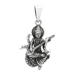 [Shinjuku Ginokura] Saraswati Silver 925 Necklace, Pendant, Charm, Hindu God, Amulet, Goods, Sterling Silver