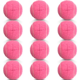 HPWFHPLF 12PCS Precut Tennis Balls for Walkers, Heavy Duty Long Lasting Glide Balls - Precut for Easy Installation, Universal Felt Pads for Walker Legs & Furniture, Floor Protectors (Pink)