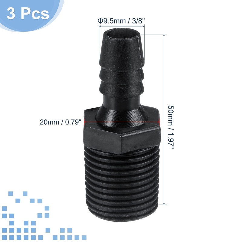 sourcing map Plastic Pipe Fitting 3/8 Inch Barb External Diameter