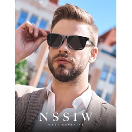NSSIW Polarized Sunglasses for Men, Upgrade Carbon Fiber Sun Glasses for Men Driving Fishing Golf with UV400 Protection (Black/Grey)