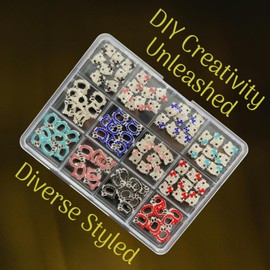 Pizadix 96 Pcs 3D Cute Cat Silver Nail Charms for Nail Art Decoration